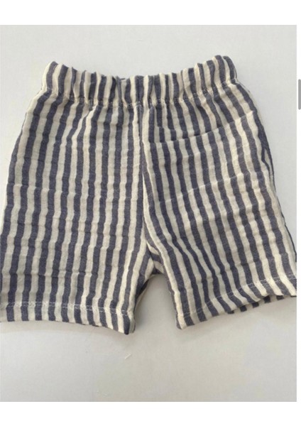 Mavi Çizgili Müslin Şort fiyatları