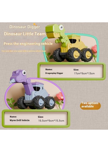Çocuk Preslenmiş Dinozor Inşaat Aracı Ekskavatör Seti (Yurt Dışından)