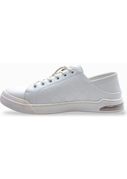 M21042 Lastik Bağcıklı Erkek Beyaz Konfor Şık Spor Ayakkabı