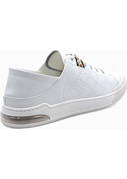 M21042 Lastik Bağcıklı Erkek Beyaz Konfor Şık Spor Ayakkabı