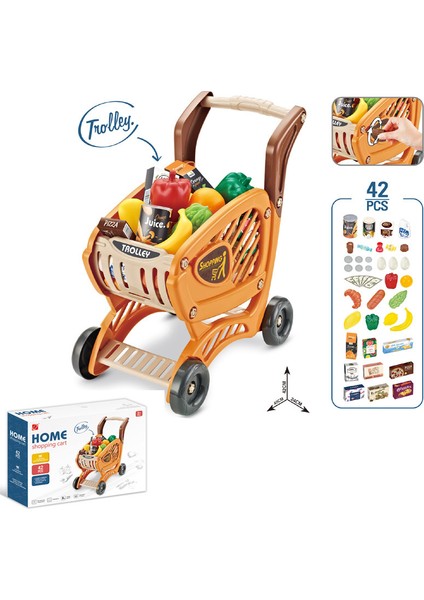 Çocuklar Için Ev Alışveriş Arabası Simülasyon Sebze ve Meyve Süpermarket Alışveriş Arabası (Yurt Dışından)