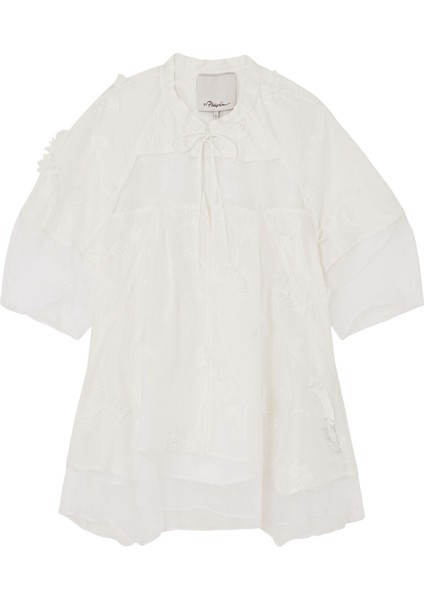 Organze Kombinli Nakışlı Vual Üst Zarif ve Nefes Alabilir Tasarım