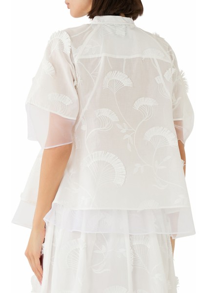 Organze Kombinli Nakışlı Vual Üst Zarif ve Nefes Alabilir Tasarım modelleri