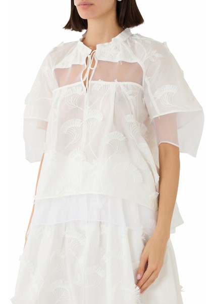 Organze Kombinli Nakışlı Vual Üst Zarif ve Nefes Alabilir Tasarım fırsatları