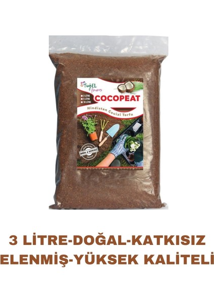 Cocopeat (KATKISIZ VE ELENMİŞ) Hindistan Cevizi Kabuğu Torfu (3 LİTRE)
