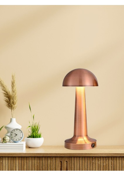 Mantar Desenli Şarjlı Dokunmatik LED Masa Lambası, Ayarlanabilir Işık Seviyesi