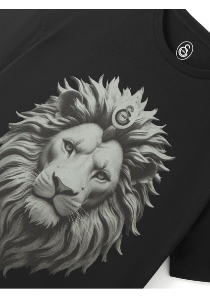 Orijinal Lisanslı Aslan Baskılı Siyah Erkek T-Shirt indirimleri
