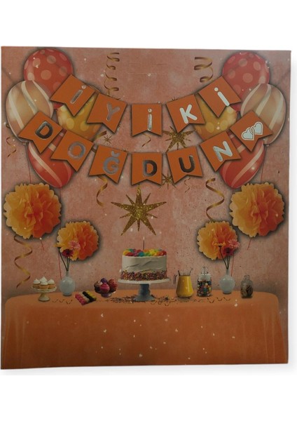 Uzar Yazı Turuncu Silver ''iyi Ki Doğdun'' Banner