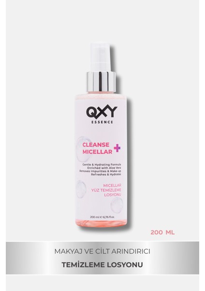 Cleanse + Micellar - Misel Su - Aloe Vera Içerikli Yüz & Makyaj Temizleme Losyonu -Durulama Gerektirmez -Sprey Formunda - 200ML
