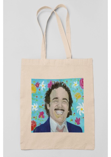 Burhan Altıntop Baskılı Omuz Çantası %100 Pamuklu Tote Bag Ham Bez Çanta