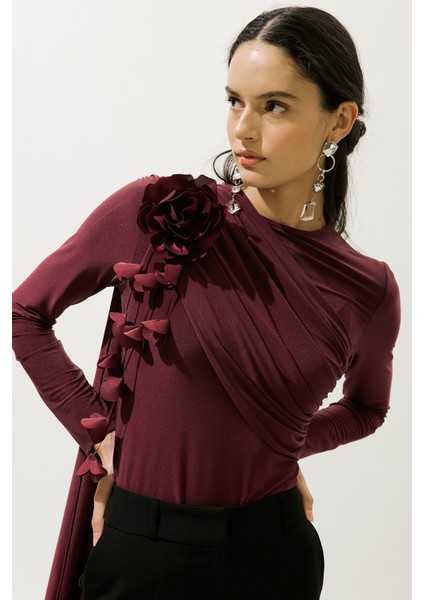 Çiçek Salkımlı Kemer Bordo
