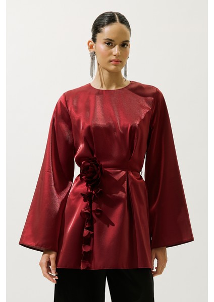 Çiçek Salkımlı Kemer Bordo