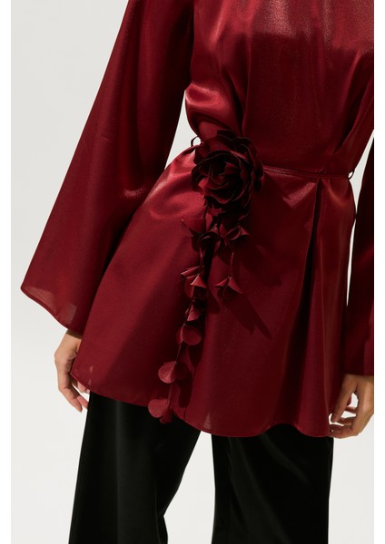 Çiçek Salkımlı Kemer Bordo
