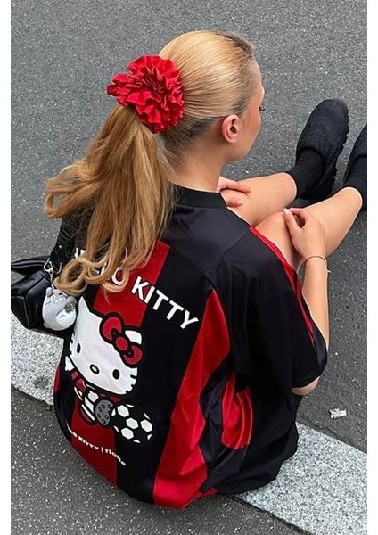 Kırmızı Siyah Çubuklu Jersey Hello Kitty&flotte T-Shirt fiyatları