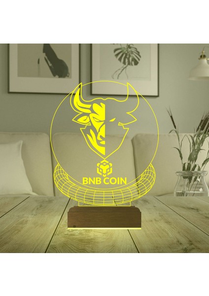 Çok Renkli 3D Kripto Para Masa Gece Lambası, Finans ve Koleksiyon Için Şık Tasarım