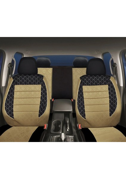 Hyundai Accent Allegro Uyumlu Bej Oto Koltuk Kılıfı (Tam Takım Ön Arka Araç Koltuk Kılıfı)