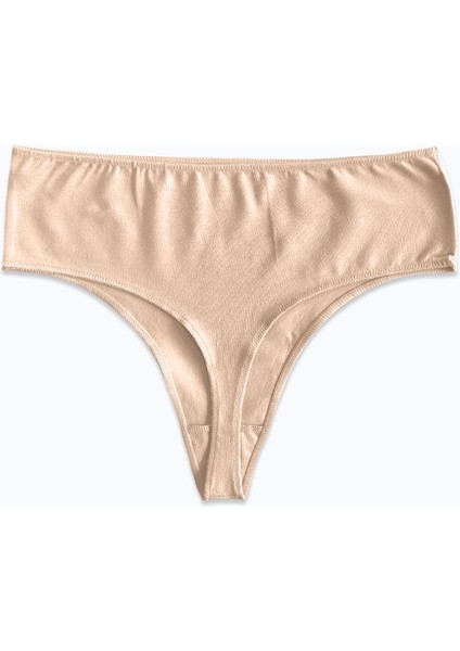 Kadın Siyah Beyaz Ten Rengi 6 Lı Paket Modal Yüksek Bel String Tanga 6M178