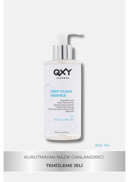 Deep Cleanse Essence - Yüz Temizleme Jeli - Mandelic Acid + Aloe Vera + Provitamin B5 + Allantoin + Papatya ve Ginseng Özü - 200 ml