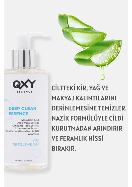 Deep Cleanse Essence - Yüz Temizleme Jeli - Mandelic Acid + Aloe Vera + Provitamin B5 + Allantoin + Papatya ve Ginseng Özü - 200 ml