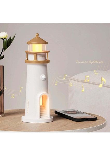 Renkli Ay Işığı Deniz Feneri Projektör ve Bluetooth Hoparlörlü Gece Lambası fiyatları