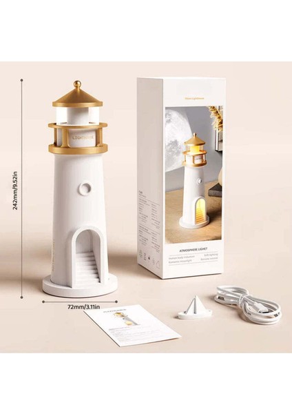 Renkli Ay Işığı Deniz Feneri Projektör ve Bluetooth Hoparlörlü Gece Lambası indirimleri