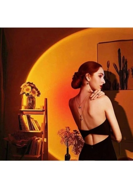 16 Renkli Umandalı Gün Batımı Projektör Lamba Masa ve Fotoğraf Işık Siyah indirimleri