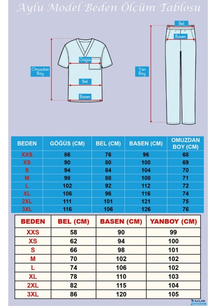 Aylu Model Soft Likra Beyaz Doktor Hemşire Hastane Scrubs Üniforma Takımı