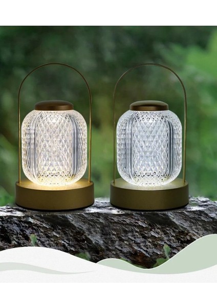 Modlu Şarjlı Dokunmatik LED Gece Lambası, Kristal Desenli, Ayarlı Işık ve Dekoratif Aydınlatma