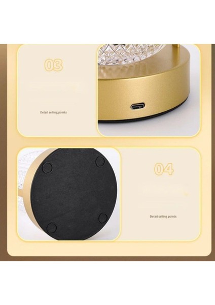 Modlu Şarjlı Dokunmatik LED Gece Lambası, Kristal Desenli, Ayarlı Işık ve Dekoratif Aydınlatma modelleri