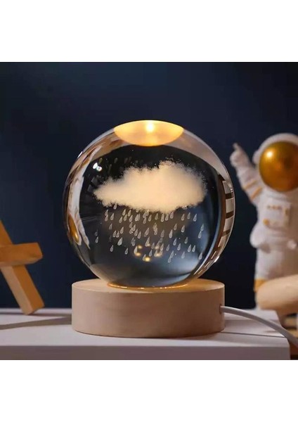 Renkli Bulut ve Yağmur Temalı Işıklı Cam Küre, Şık ve Sıcak Atmosfer Için