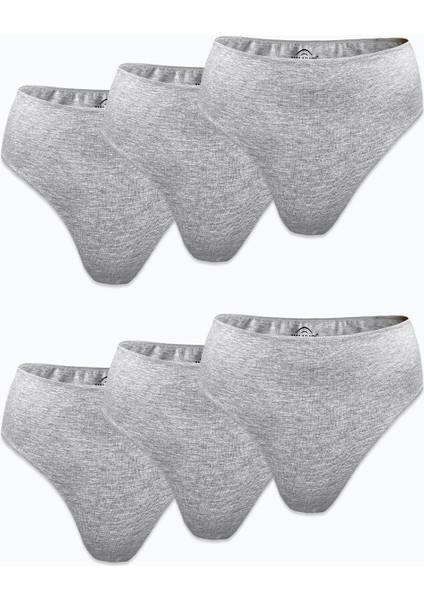 Kadın Gri 6 Lı Paket Modal Yüksek Bel String Tanga 6M178