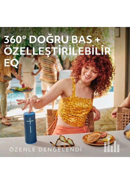 Boom 4 Taşınabilir Bluetooth Hoparlör, 360 Derece, 15 Saatlik Pil Ömürlü - Mavi fiyatları
