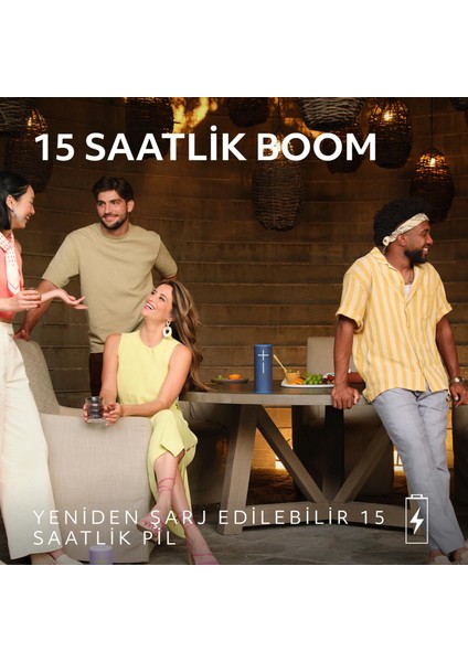 Boom 4 Taşınabilir Bluetooth Hoparlör, 360 Derece, 15 Saatlik Pil Ömürlü - Mavi modelleri