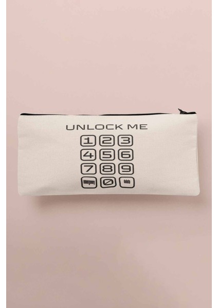 Unlock Me Baskılı Bez Makyaj Çantası Kalemlik Cüzdan