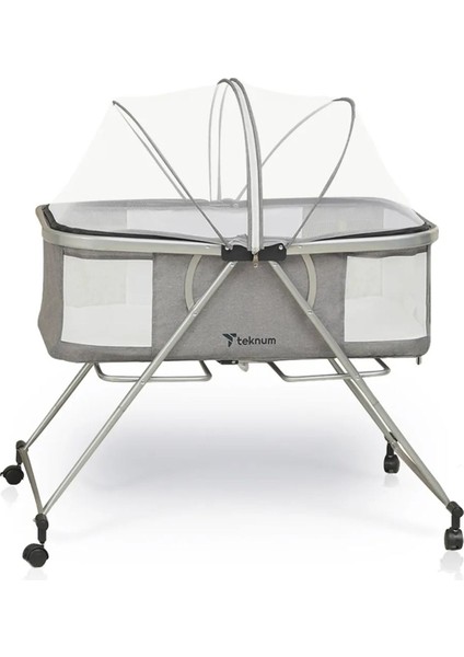 3’ü 1 Arada Bebek Beşiği, Sallanır, Tekerlekli, Koyu Gri, Pratik ve Çok Fonksiyonlu