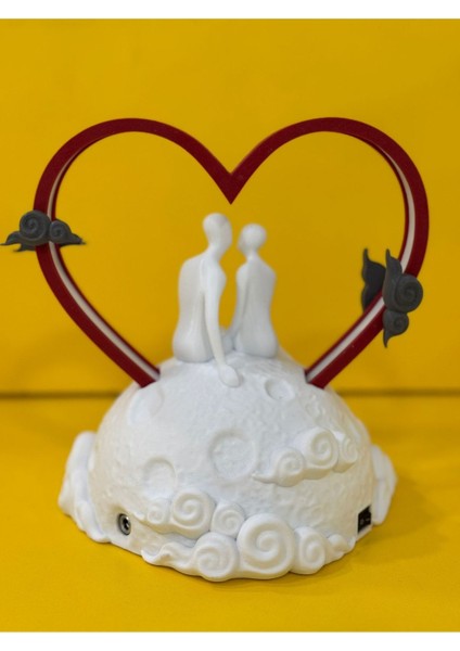 Ay ve Sevgi Temalı Renkli Gece Lambası, Güzel ve Şık Dekorasyon Ürünü