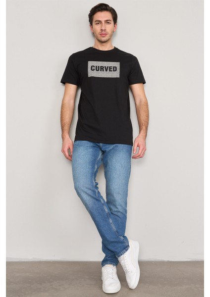 4032 Erkek Bisiklet Yaka Baskılı Regular T-Shirt Siyah fiyatları