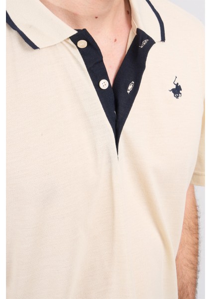 3769 Erkek Polo Yaka Pike T-Shirt Bej modelleri