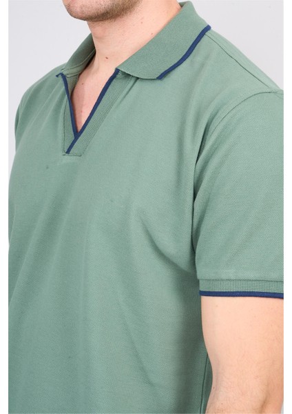 3794 Erkek Apaş Yaka Penye Pike T-Shirt Çağla modelleri