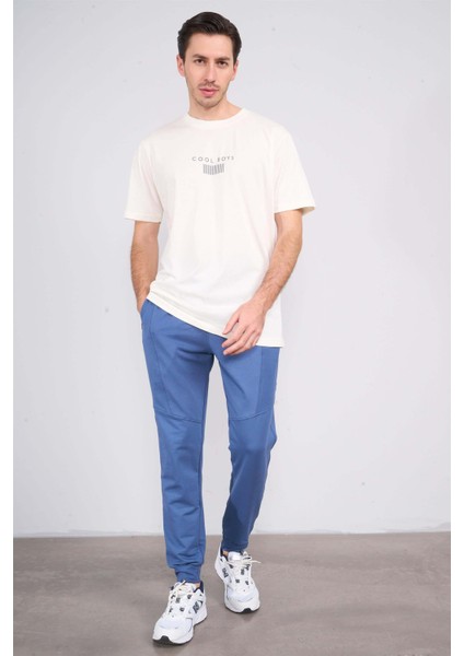 Çetinkaya Mentality 3728 Bisiklet Yaka Penye Regular Baskılı Tshirt Koyu Krem