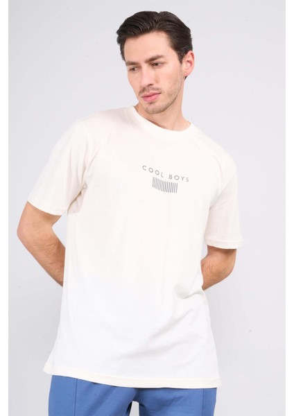 Çetinkaya Mentality 3728 Bisiklet Yaka Penye Regular Baskılı Tshirt Koyu Krem fiyatları
