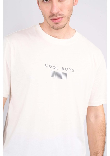 Çetinkaya Mentality 3728 Bisiklet Yaka Penye Regular Baskılı Tshirt Koyu Krem modelleri