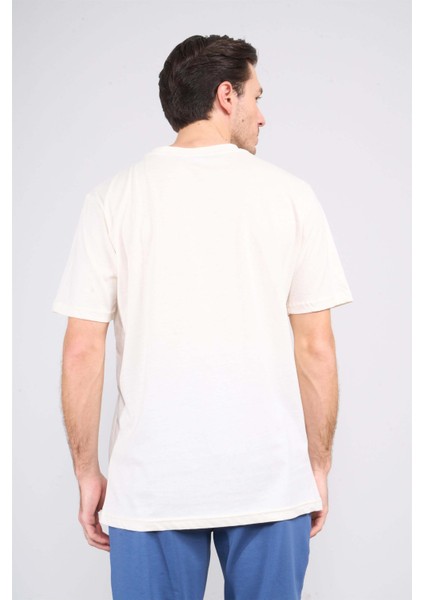 Çetinkaya Mentality 3728 Bisiklet Yaka Penye Regular Baskılı Tshirt Koyu Krem fırsatları