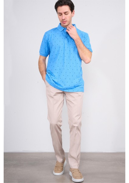 Çetinkaya Mentality 4139 Polo Yaka Rejenere Pike Metraj Baskı Regular T-Shirt Açık Mavi fiyatları