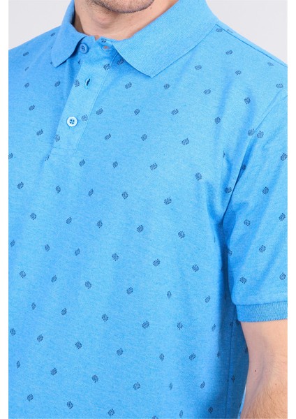 Çetinkaya Mentality 4139 Polo Yaka Rejenere Pike Metraj Baskı Regular T-Shirt Açık Mavi modelleri