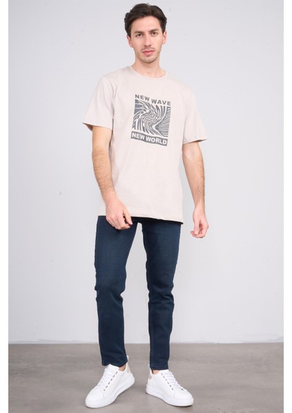 Çetinkaya Mentality 3698 Bisiklet Yaka Penye Regular Baskılı T-Shirt Vizon fiyatları