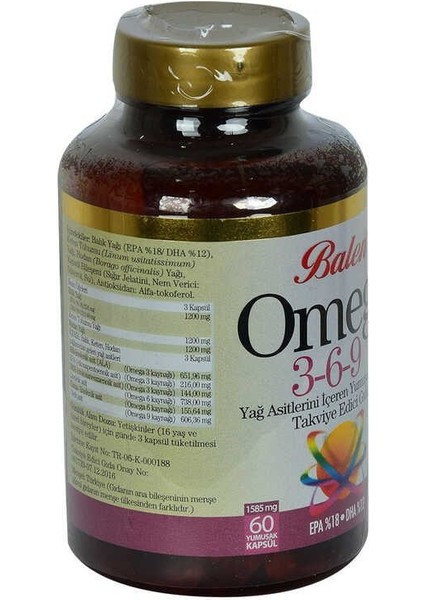 Omega 3-6-9 1585 Mg x 60 Yumuşak Kapsül Epa-18 Dha-12