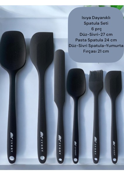 6 Parça Spatula Seti Yanmaz Yapışmaz Slikon Yumurta Fırçası Kaşık Bıçak Pasta Spatula Seti
