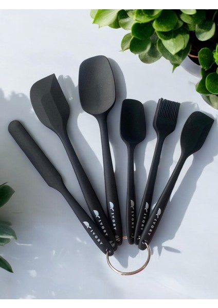 6 Parça Spatula Seti Yanmaz Yapışmaz Slikon Yumurta Fırçası Kaşık Bıçak Pasta Spatula Seti