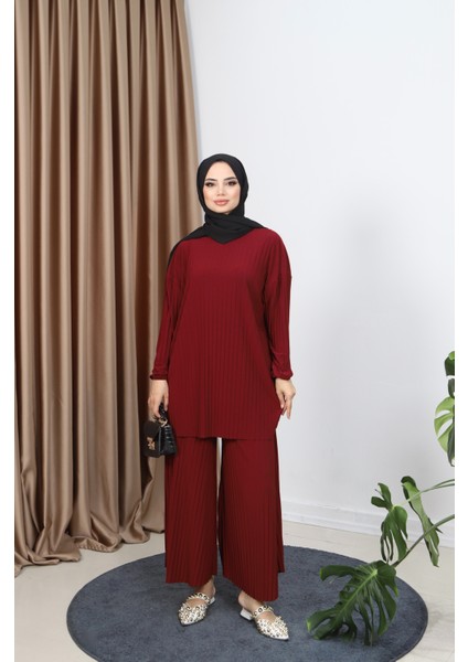 Piliseli Bol Kesim Pantolonlu Takım modelleri